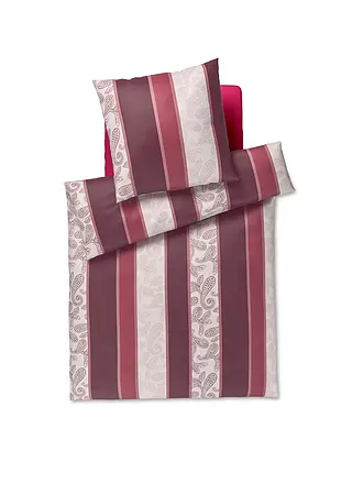 JOOP | Satin Bettwäsche PAISLEY STRIPES 70x90cm/140x200cm Dkl Rot | 
